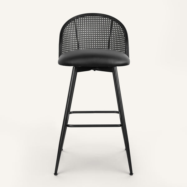 Giallo II Bar Stool in Black Ribol Leather, Bar Height