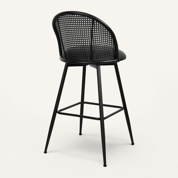 Giallo II Bar Stool in Black Ribol Leather, Bar Height