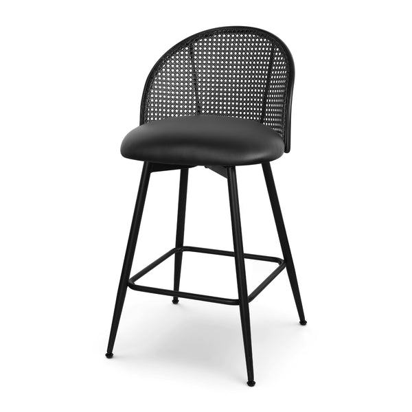 Giallo II Bar Stool in Black Ribol Leather, Counter Height