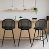 Giallo II Bar Stool in Black Ribol Leather, Counter Height
