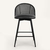 Giallo II Bar Stool in Black Ribol Leather, Counter Height