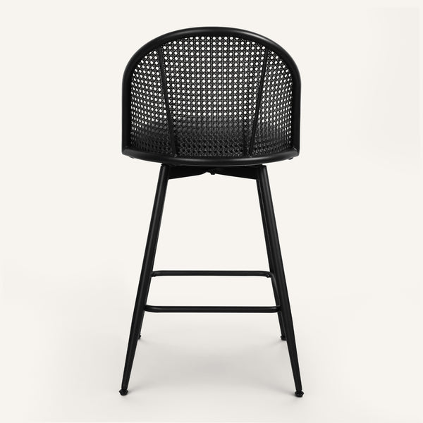 Giallo II Bar Stool in Black Ribol Leather, Counter Height