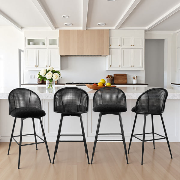 Giallo II Bar Stool in Black Sacy Fabric, Bar Height