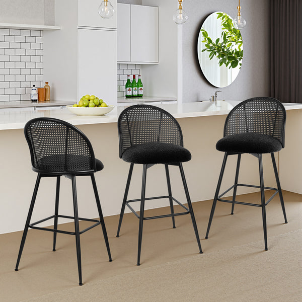 Giallo II Bar Stool in Black Sacy Fabric, Bar Height