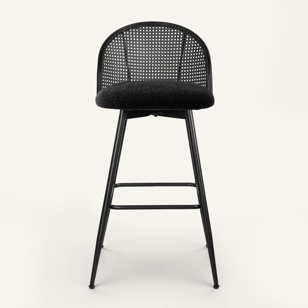 Giallo II Bar Stool in Black Sacy Fabric, Bar Height