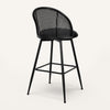 Giallo II Bar Stool in Black Sacy Fabric, Bar Height