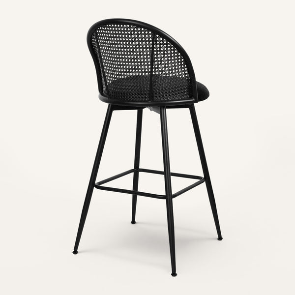 Giallo II Bar Stool in Black Sacy Fabric, Bar Height