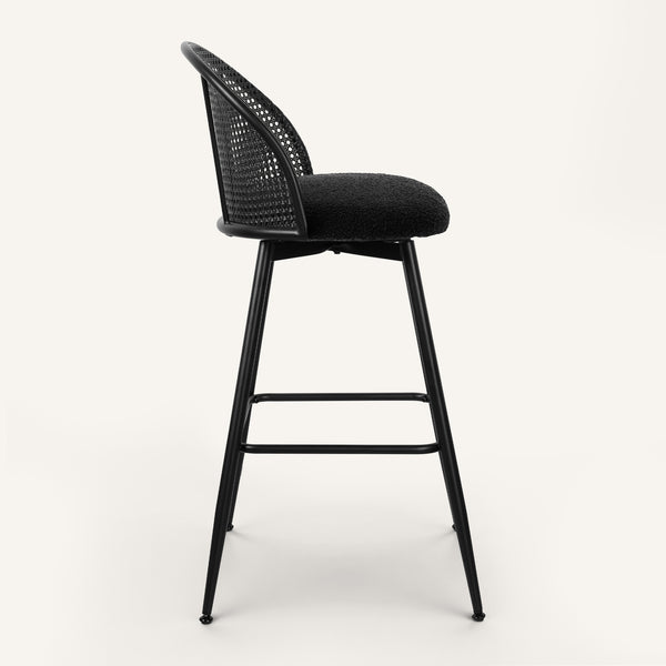 Giallo II Bar Stool in Black Sacy Fabric, Bar Height