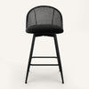 Giallo II Bar Stool in Black Sacy Fabric, Counter Height