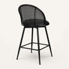 Giallo II Bar Stool in Black Sacy Fabric, Counter Height