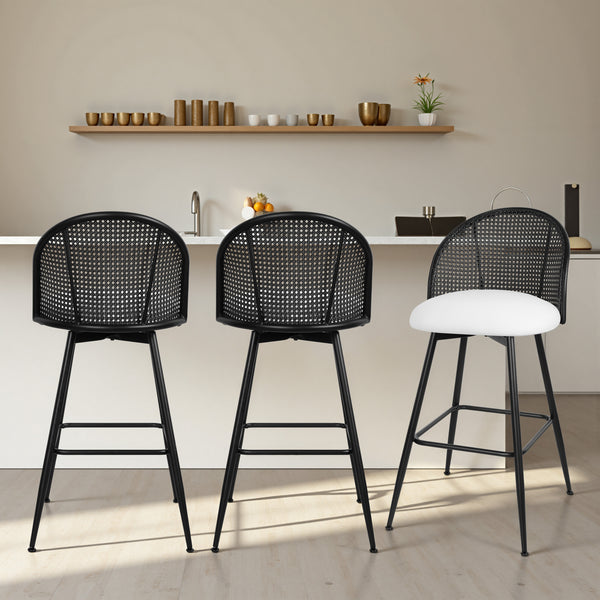 Giallo II Bar Stool in Cream Ribol Leather, Bar Height