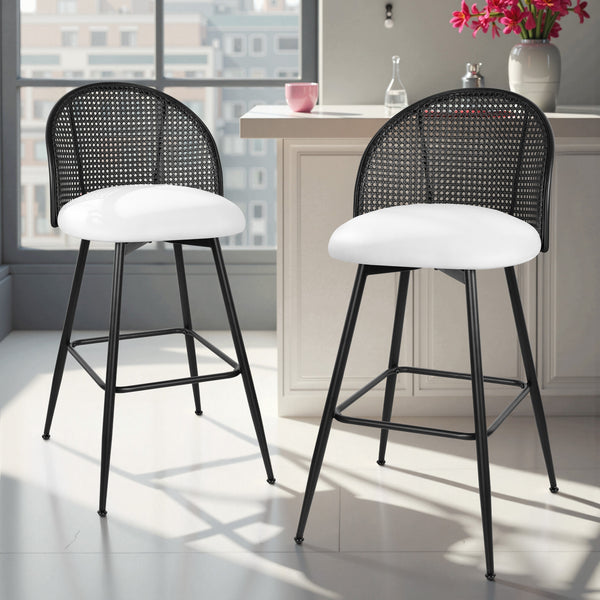 Giallo II Bar Stool in Cream Ribol Leather, Bar Height