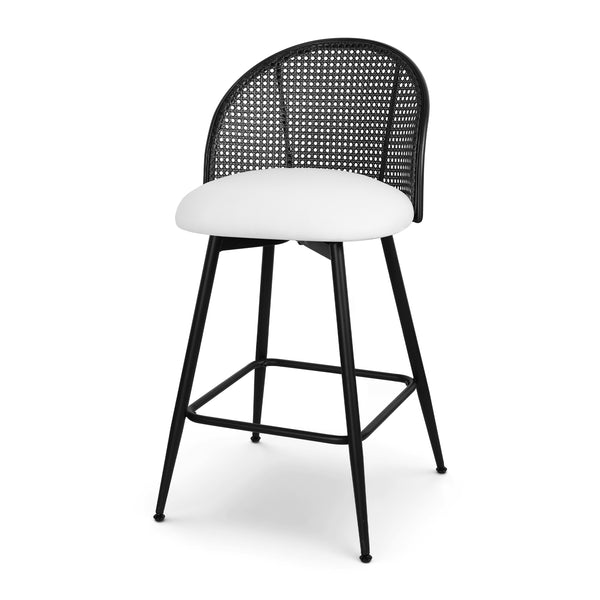 Giallo II Bar Stool in Cream Ribol Leather, Counter Height