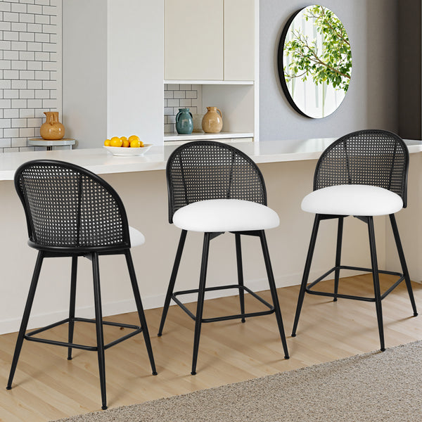 Giallo II Bar Stool in Cream Ribol Leather, Counter Height