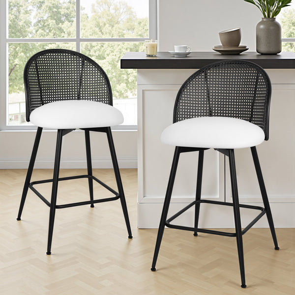 Giallo II Bar Stool in Cream Ribol Leather, Counter Height