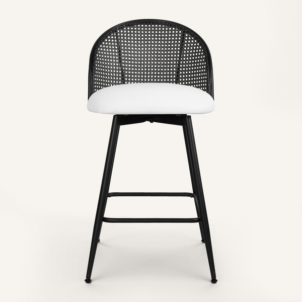 Giallo II Bar Stool in Cream Ribol Leather, Counter Height