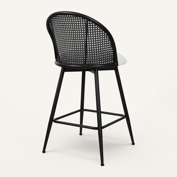 Giallo II Bar Stool in Cream Ribol Leather, Counter Height