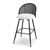 Giallo II Bar Stool in White Sacy Fabric, Bar Height