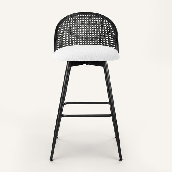 Giallo II Bar Stool in White Sacy Fabric, Bar Height