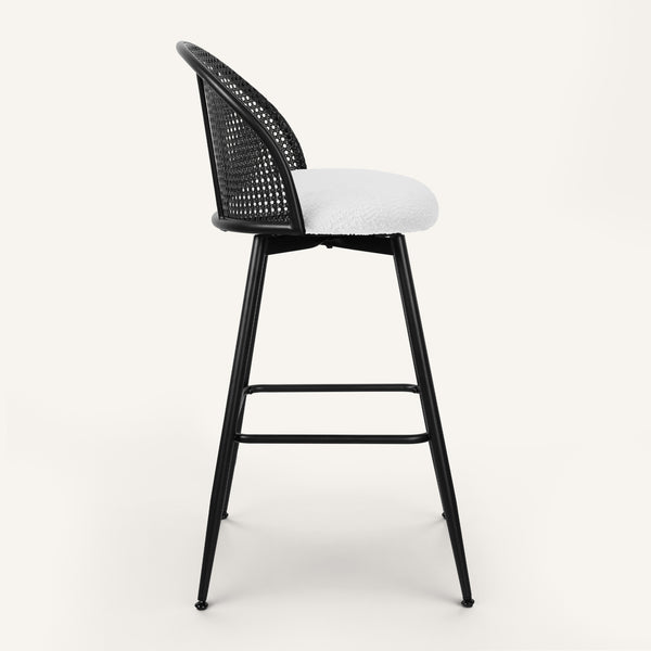 Giallo II Bar Stool in White Sacy Fabric, Bar Height