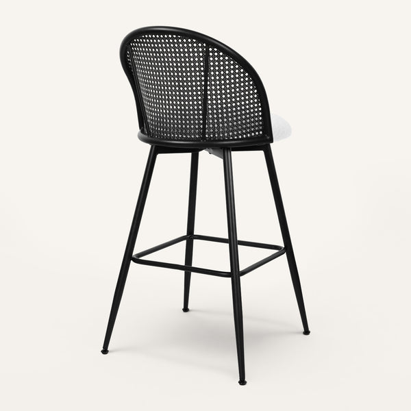 Giallo II Bar Stool in White Sacy Fabric, Bar Height