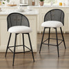 Giallo II Bar Stool in White Sacy Fabric, Counter Height