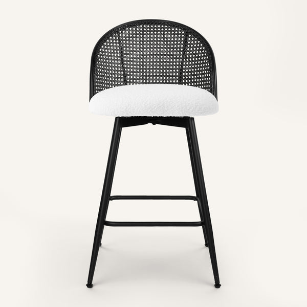 Giallo II Bar Stool in White Sacy Fabric, Counter Height