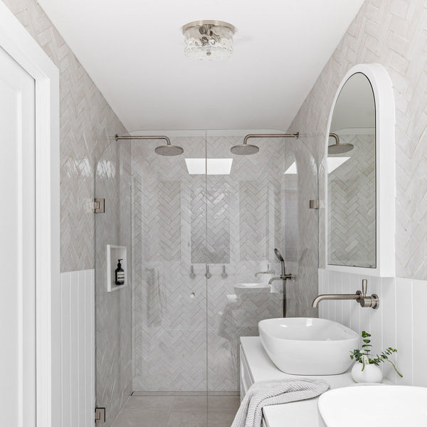 Goron flush mount light, Nickel/Small