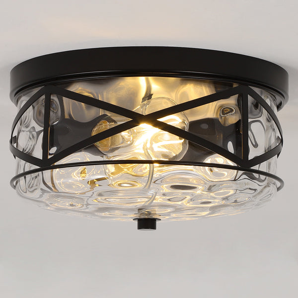 Grenache flush mount light, Black/Large