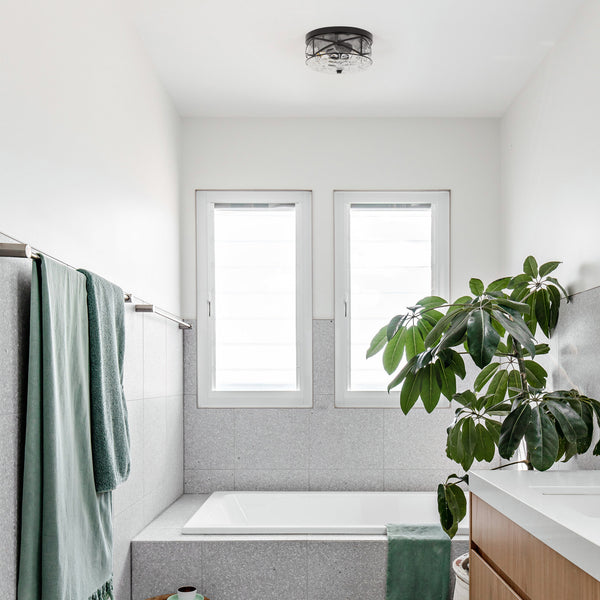 Grenache flush mount light, Black/Small