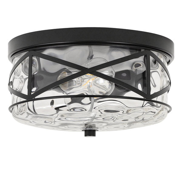 Grenache flush mount light, Black/Small