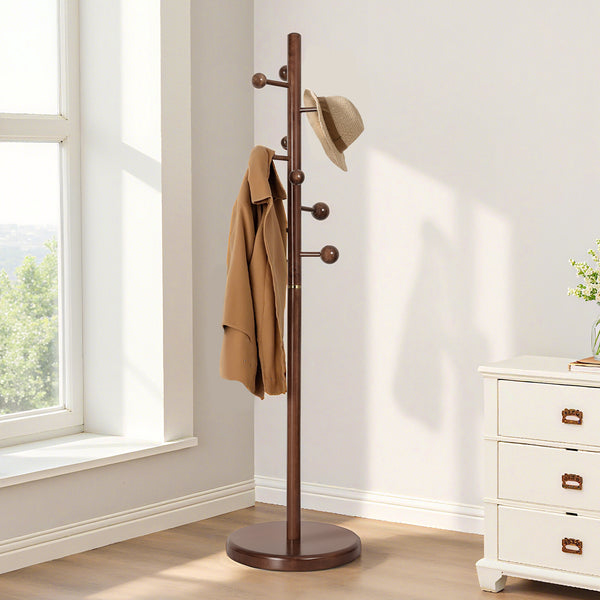 Kellas II Coat Rack in Brown Rubberwood
