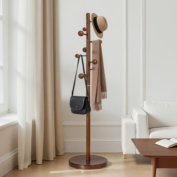 Kellas II Coat Rack in Brown Rubberwood