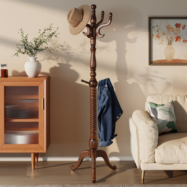 Ktwo Coat Rack in Brown Finish with Inward Hooks