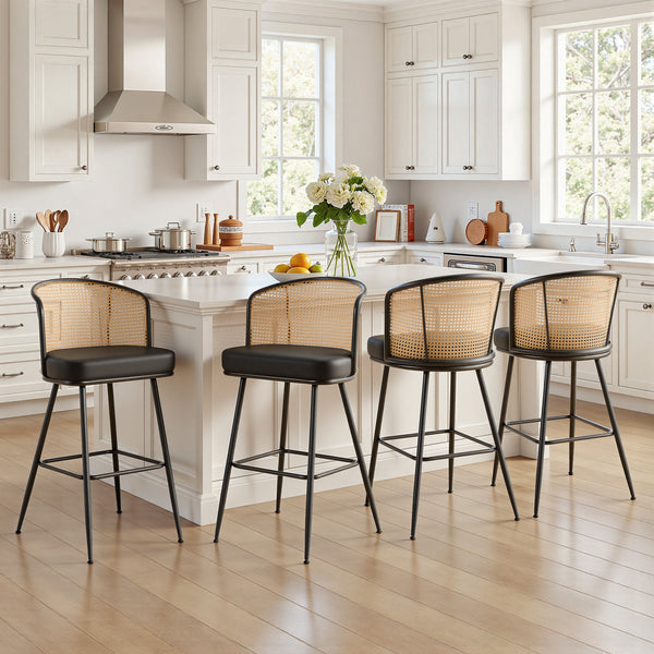 Lagrein bar stool, Black Jaen Leather/Bar Height