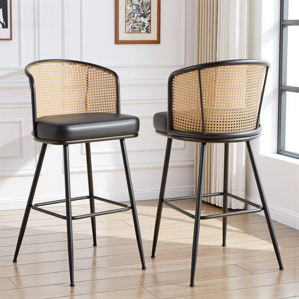 Lagrein bar stool, Black Jaen Leather/Bar Height