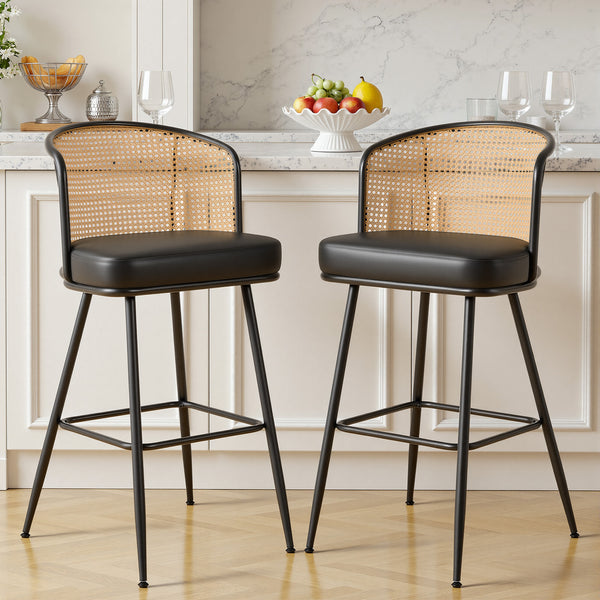 Lagrein bar stool, Black Jaen Leather/Bar Height