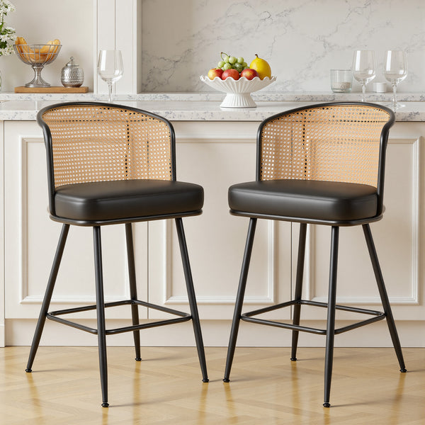 Lagrein bar stool, Black Jaen Leather/Counter Height