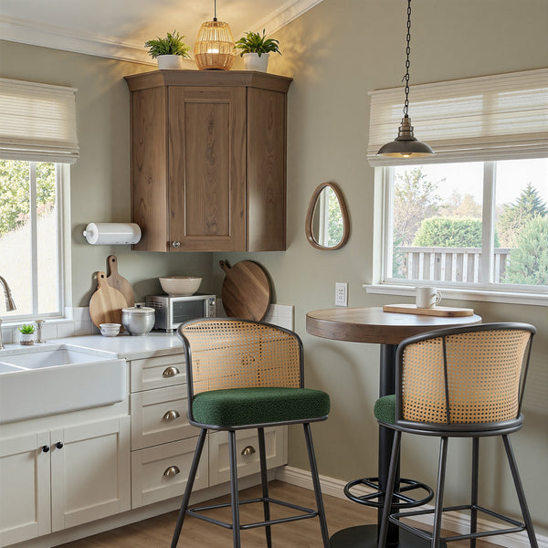 Lagrein bar stool, Green Sacy Fabric/Counter Height