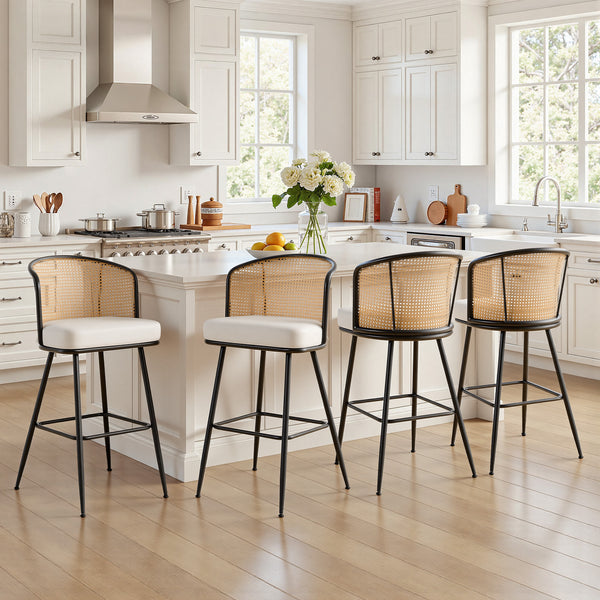 Lagrein bar stool, White Jaen Leather/Bar Height