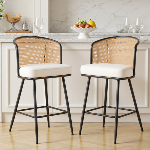 Lagrein bar stool, White Jaen Leather/Counter Height