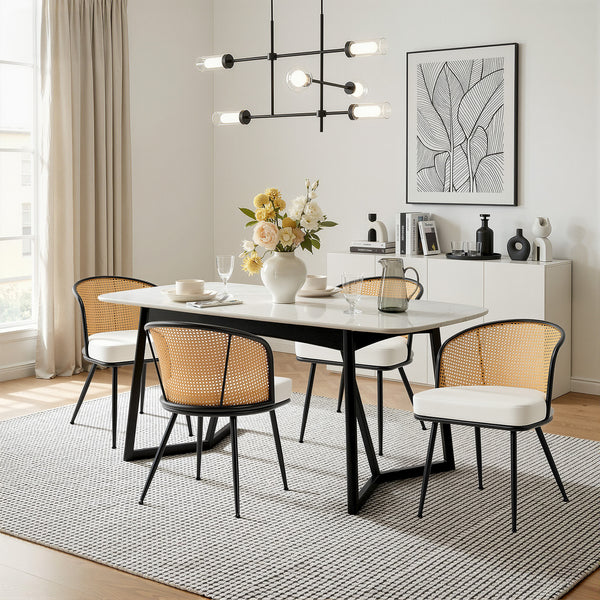 Lagrein Dining Chair in White Jaen Leather