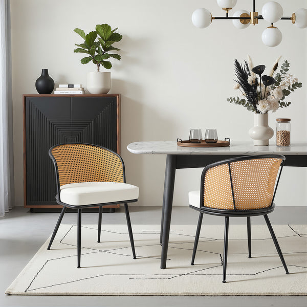 Lagrein Dining Chair in White Jaen Leather