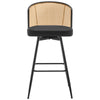 Lagrein II Swivel Bar Stool in Black Jaen Leather with Rattan Backrest