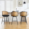 Lagrein II Swivel Counter Stool in Black Sacy Fabric with Rattan Backrest