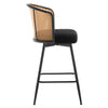 Lagrein II Swivel Counter Stool in Black Sacy Fabric with Rattan Backrest