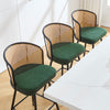 Lagrein II Swivel Bar Stool in Green Sacy Fabric with Rattan Backrest