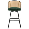 Lagrein II Swivel Bar Stool in Green Sacy Fabric with Rattan Backrest