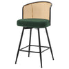 Lagrein II Swivel Counter Stool in Green Sacy Fabric with Rattan Backrest