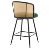 Lagrein II Swivel Counter Stool in Green Sacy Fabric with Rattan Backrest